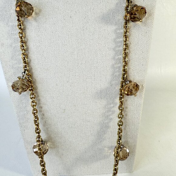 Stella and Dot Crystal Stion Necklace Long Length Gold Tone Rhinestones - Picture 3 of 7
